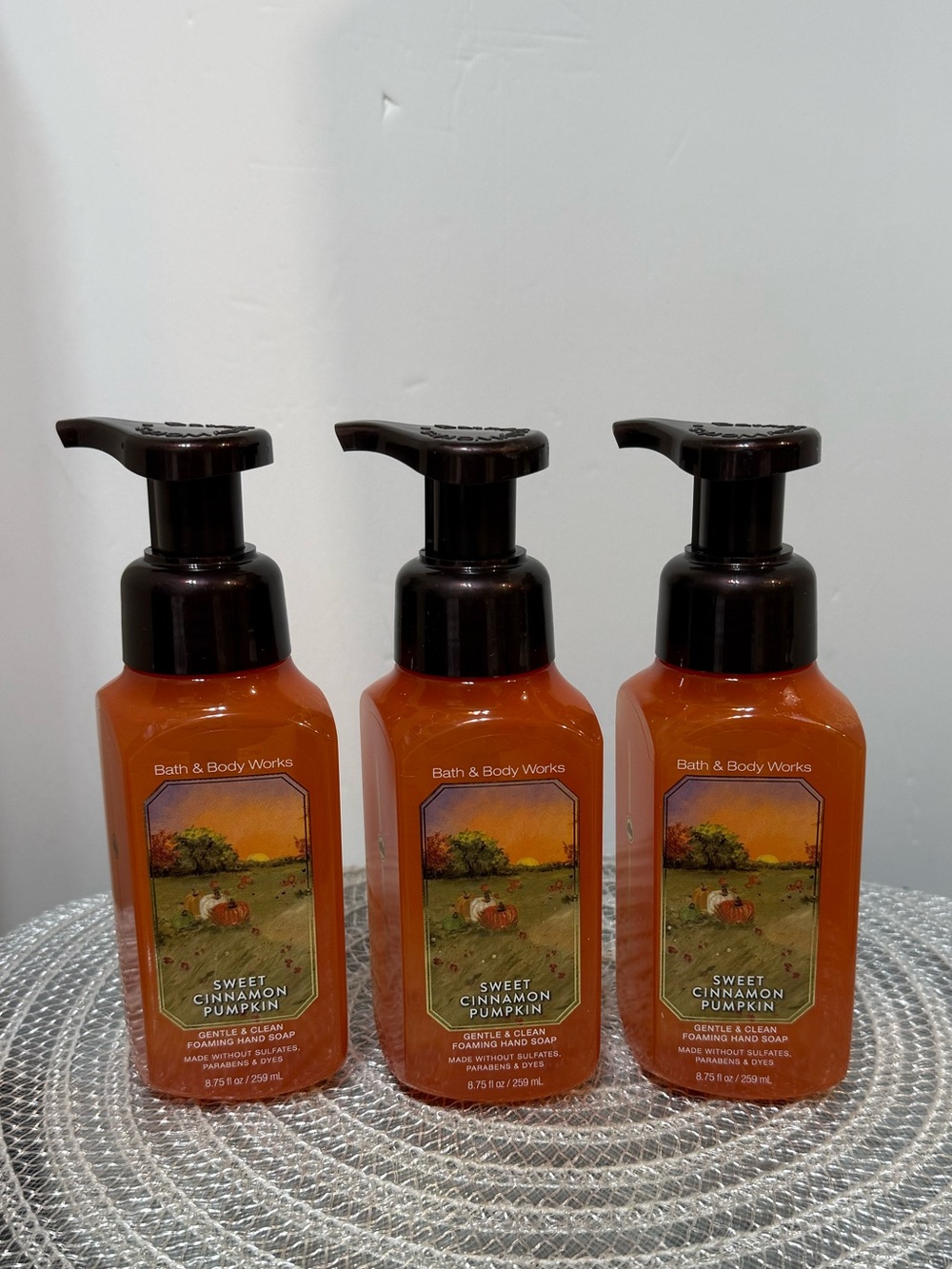BBW Sweet Cinnamon Pumpkin Foaming Hand Soap Set of 3 NWT